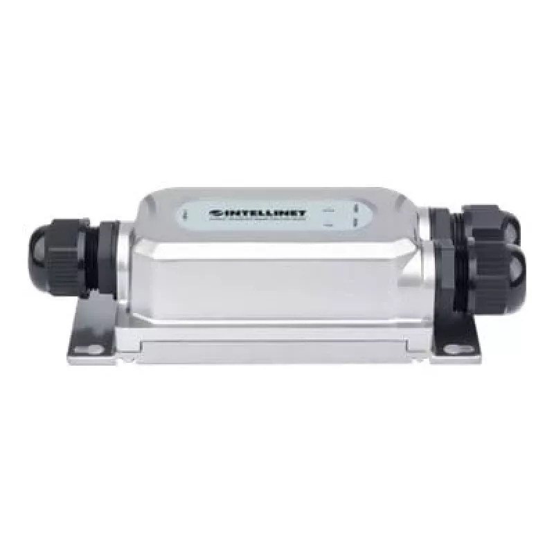 Injetor PoE++ Gigabit antivandalismo para exterior Intellinet, uma porta de 60 W, compatível com IEEE 802.3bt (4PPoE), à prova de água IP67, antivandalismo IK10, caixa metálica