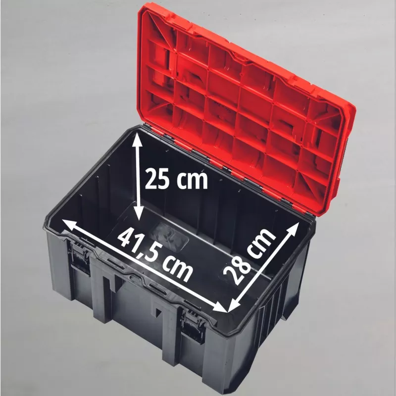 Einhell 4540021 E-Case M mala de sistema, caixa de ferramentas, polipropileno, capacidade de carga de 90 kg, preto/vermelho