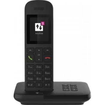 Telekom Sinus A12 - Telefone analógico/DECT - auscultador - função mãos livres - 100 entradas - preto (40823660)