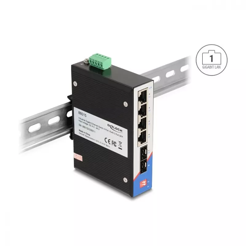 Switch não gerido DeLOCK 88015 Gigabit Ethernet 4 portas preto