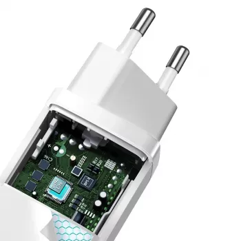Carregador Baseus CCGAN2L-B02 interior AC carregador rápido 20V 1xUSB 1xType-C branco