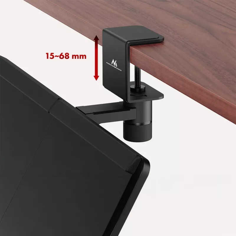 Suporte de teclado sob a secretária Maclean, carga máx. 5 kg, ajustável horizontal e verticalmente, preto, MC-108 B