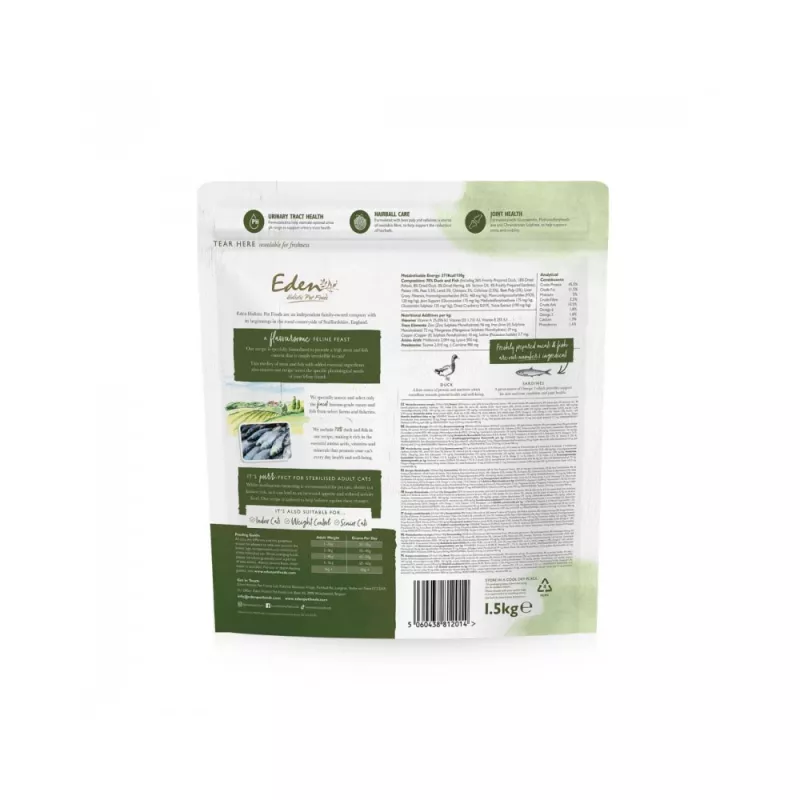 EDEN Pato & Sardinha - comida seca para gatos - 1,5 kg
