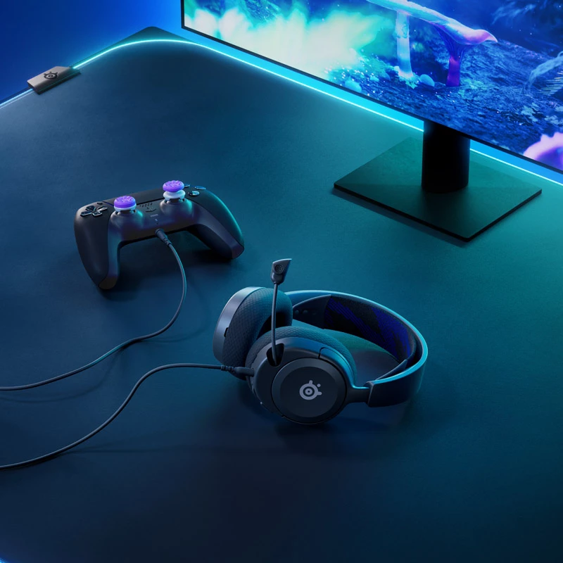 Headset Steelseries Arctis Nova 1P com fios arco de cabeça gaming preto