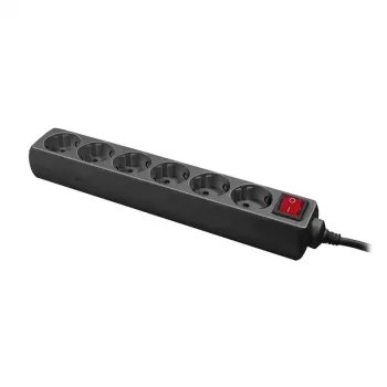 Extensão elétrica LogiLink LPS202B 1,4m 6 tomadas AC preta