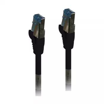 Cabo de rede RJ45 - CAT6A 500MHz - 0,15m - preto - S-STP(S/FTP) - TPE/LSZH(Superflex) - AWG26 - Syner