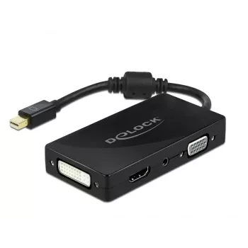 DeLOCK Mini DisplayPort 1.2 para VGA HDMI DVI Áudio 4K passivo preto
