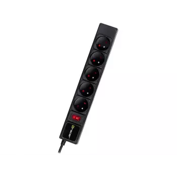 Tracer PowerGear preto 5 tomadas AC 1,5 m 2300 W