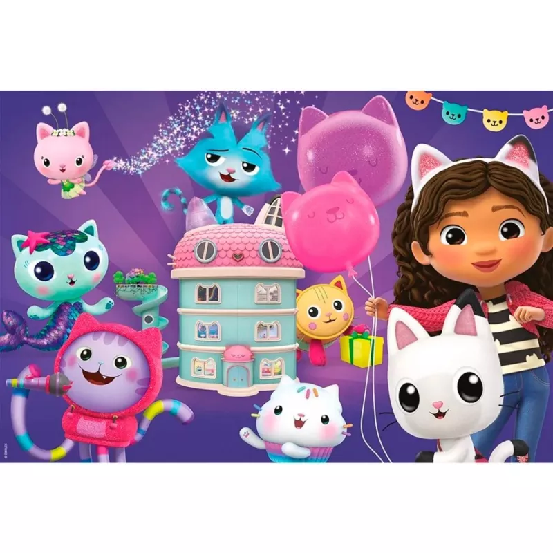 Gabby's Dollhouse: Festa de aniversário na casa de bonecas, puzzle 60 peças