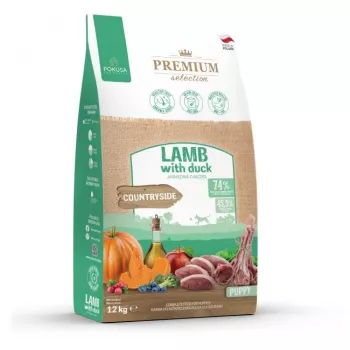 Alimento seco para cães POKUSA Premium Selection Puppy Cordeiro com Pato 12 kg, 30% Proteína, 16% Gordura, para cães jovens
