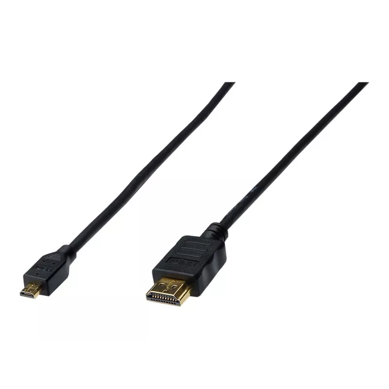 Digitus ASSMANN - Cabo HDMI com Ethernet - 19 pinos micro HDMI Type D macho para HDMI macho - 1 m - Isolamento triplo - preto (AK-330115-010-S)