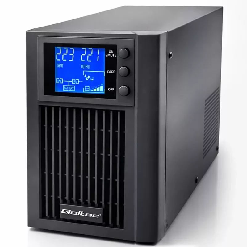 UPS QOLTEC onda sinusoidal pura 1kVA 800W com AVR e ecrã LCD