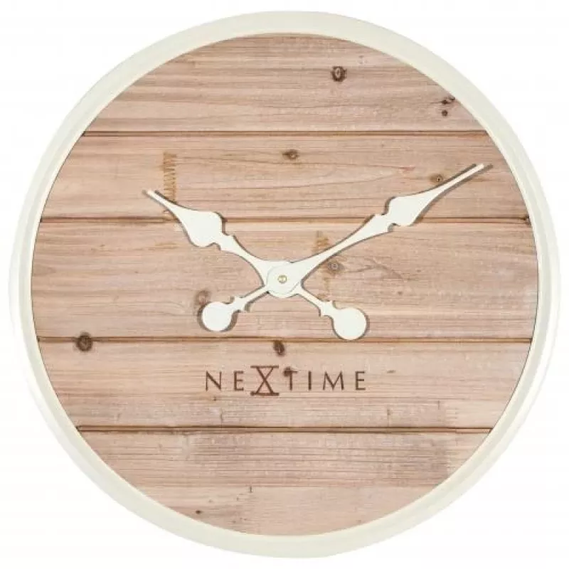 Relógio de parede NeXtime 3134wi Plank, Ø50 cm, branco