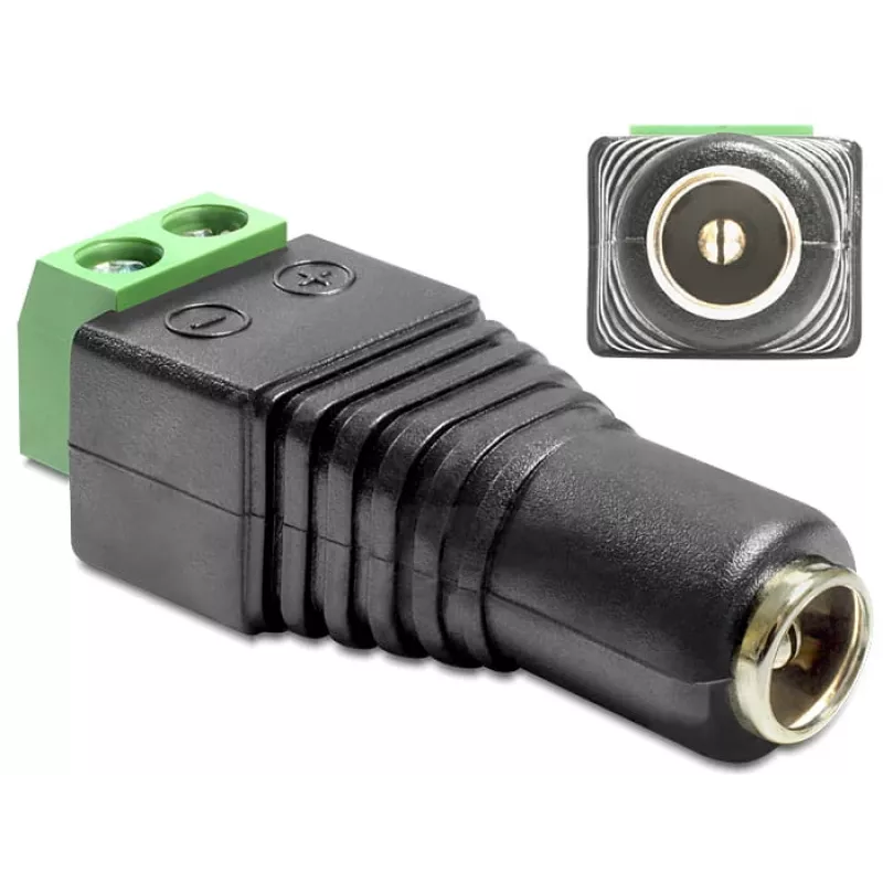 Adaptador de cabo DeLOCK 65485 DC 2,5 x 5,5 mm 2p preto verde
