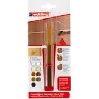 Conjunto de reparação com cera Edding 8901 Oak — kit de cera para reparação de madeira para preencher riscos e lascas