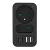 Power Splitter MACLEAN MCE249 F/B – 2 tomadas AC (16A + 6A) com 2×USB-A e 2×USB-C PD 20W, ficha EU, preto