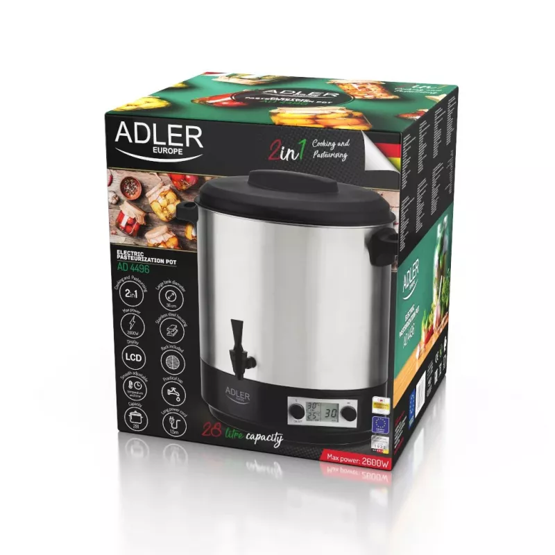 Máquina de conservas Adler AD 4496 28L 2600W aço inoxidável preto