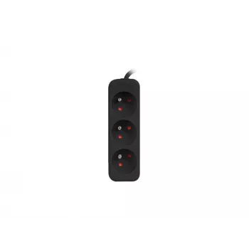LANBERG PS0-03E-0300-BK 3M Preto 3X 230V Lanter CABO DE EXTENSÃO DE COBRE MACIÇO