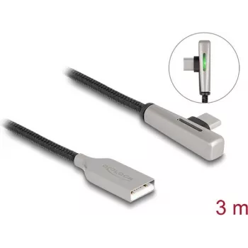 Cabo USB 2.0 DeLOCK Type-A macho para Type-C macho angular 3m 60W
