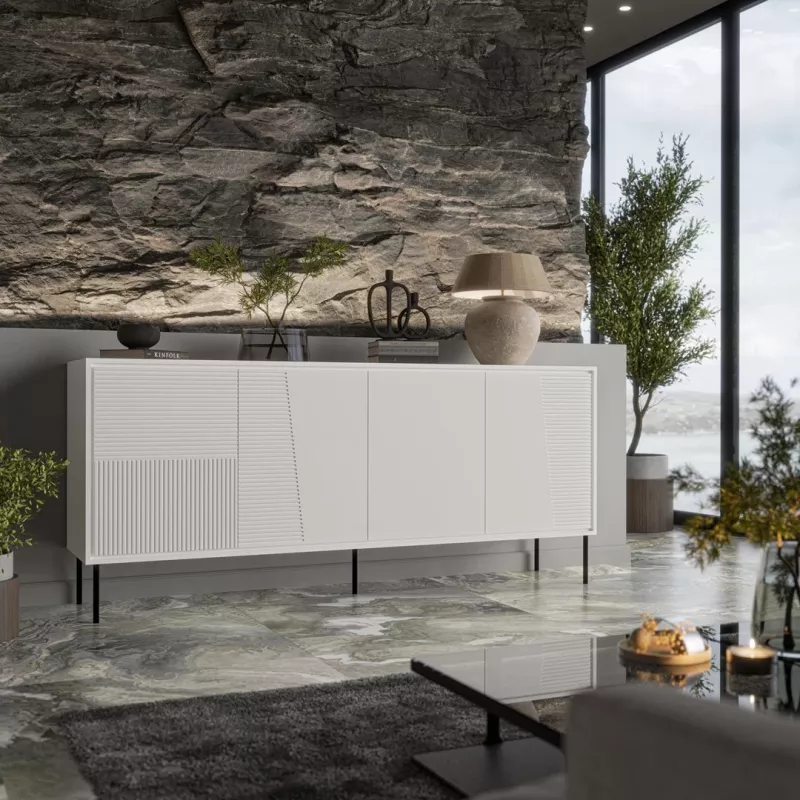 Cómoda 4D ABI 200x45x88 branco mate