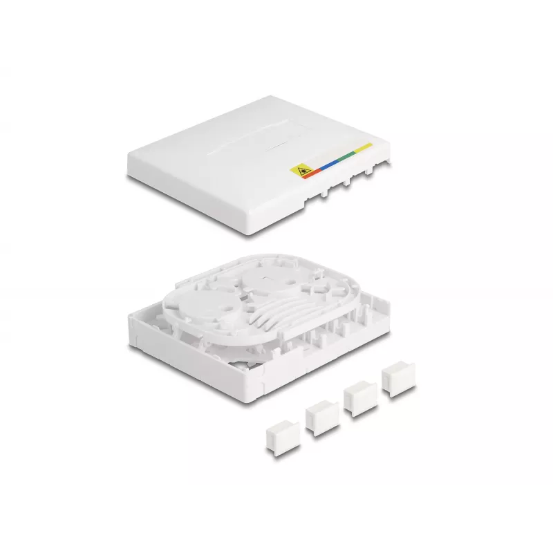 Caixa de ligação de fibra ótica DeLOCK FTTH montagem na parede 4 x SC Simplex LC Duplex branco