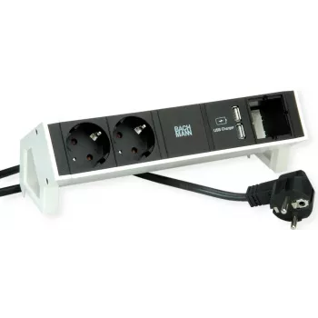 Bachmann DESK2 2xCEE7/7 1xHDMI 1x CAT6 carregador USB 2xType-A 5.2V/2.15A (902.2281)