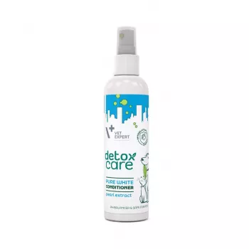 Amaciador VETEXPERT Detox Care Pure White 150 ml — desintoxicação e clareamento do pelo para gatos adultos com pelo branco