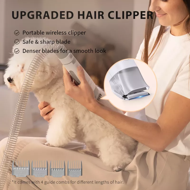 PETKIT AirClipper 5-in-1 LM4 kit de tosquia para animais com aspirador, cinzento/branco