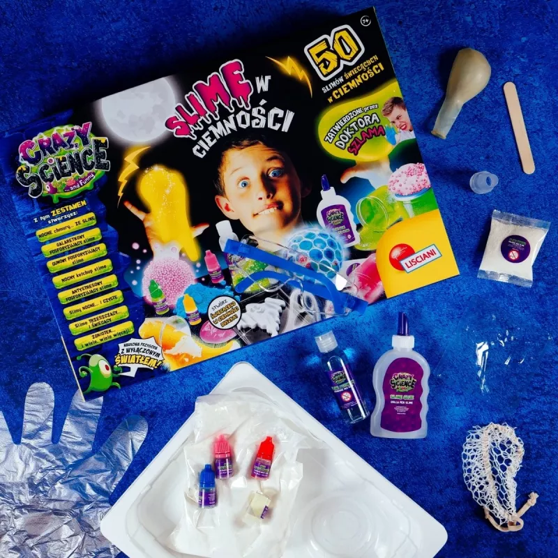 Kit de construção científica Liscianigiochi Crazy Science Slime no escuro 304-PL89239 — conjunto de experiências com slime que brilha no escuro