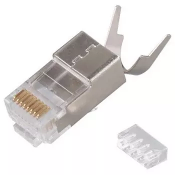Ficha RJ45 blindada EQUIP Cat 8.1, ficha, prateado, 50 unid., 11,7×22,5 mm, 3,7 g