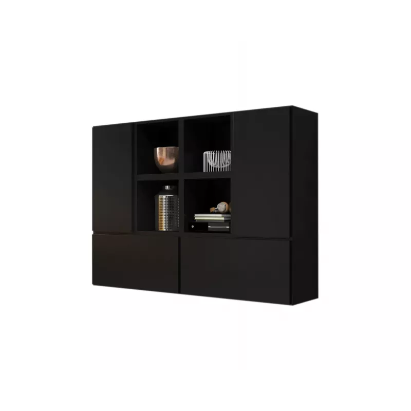 Conjunto de móveis de sala Cama ROCO 19 (4xRO3 + 4xRO6) preto/preto/preto