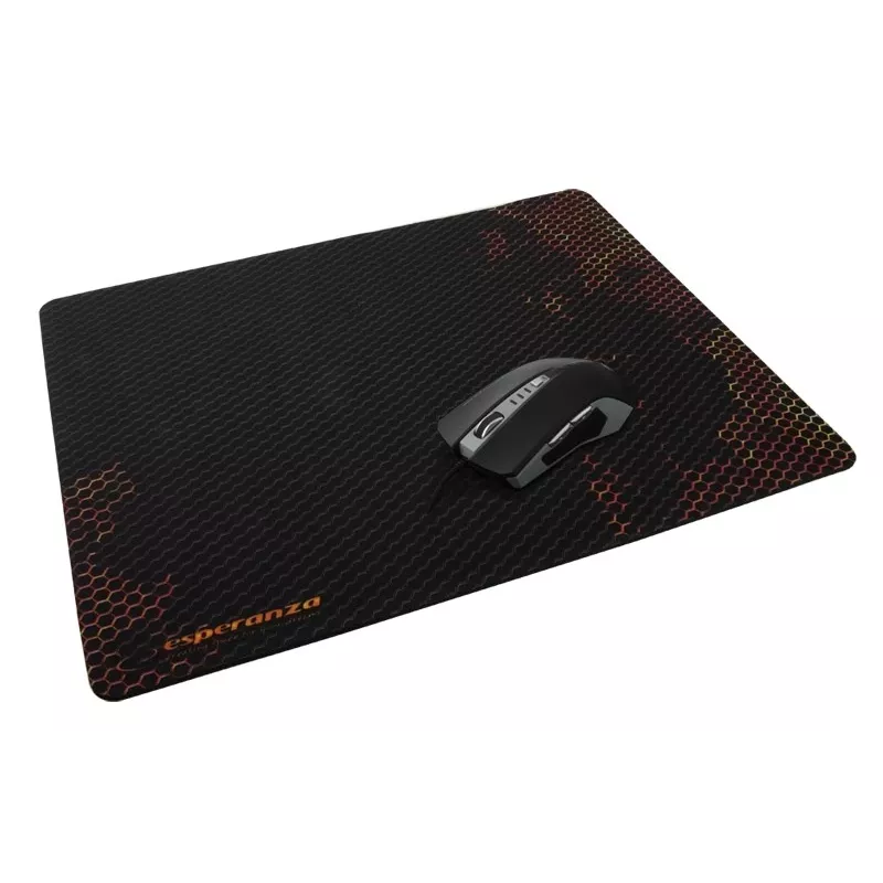 Tapete de rato ESPERANZA EA146R — tapete gaming de borracha 440 × 354 × 4 mm, base antiderrapante, preto/vermelho