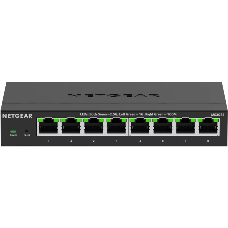 NETGEAR MS308E não gerido 2.5G Ethernet (100/1000/2500) preto