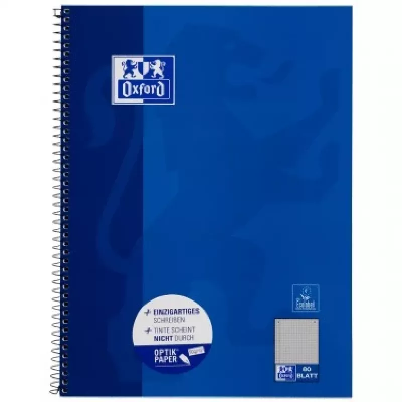 Oxford College caderno A4, 80 folhas, quadriculado com margem interior, 90 g/m², azul (100050358)