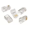 Ficha modular 8P8C para cabos LAN fixos CAT5, UTP, 10 unid. por saco | Ficha modular 8P8C RJ45, banhada a ouro 30µ”, contactos internos de 3 dentes para cabos LAN fixos