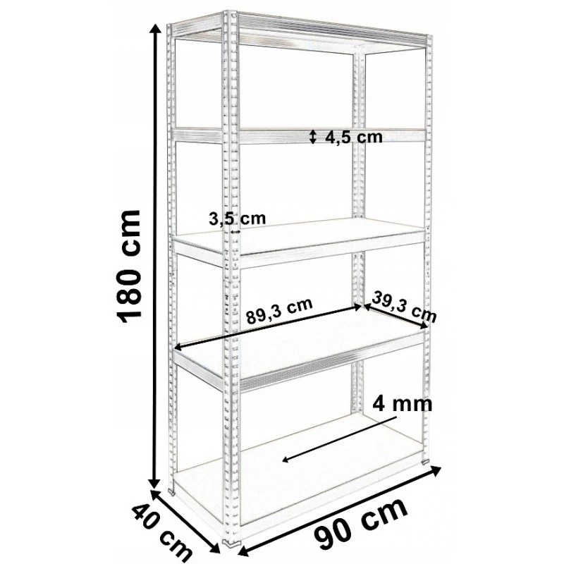 Top e shop SHELF G9040 estante para ferramentas de jardim, independente, aço galvanizado, MDF