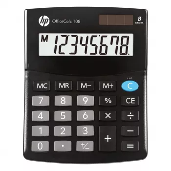 Calculadora de secretária HP HPKOC108 — preta, 108 funções, design compacto