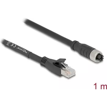Cabo de rede DeLOCK 80589 M12 para RJ-45 Cat5e 1 m preto