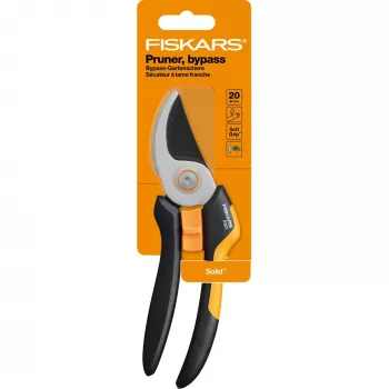 Tesoura de jardim Fiskars Solid M P321 bypass preta, laranja