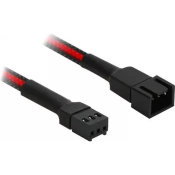 Nanoxia Single Sleeve - cabo de extensão para alimentação de ventoinha - Molex, 3 pinos (F) para Molex, 3 pinos (M) - 30 cm - preto, vermelho