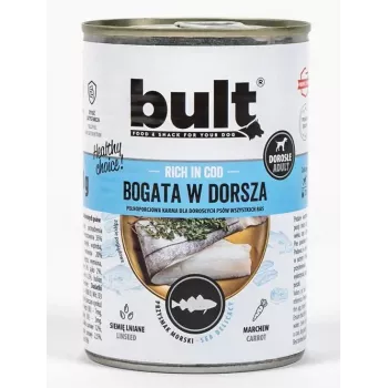 Comida húmida para cães BULT rica em bacalhau 800 g saco — comida húmida completa para cães adultos, 800 g