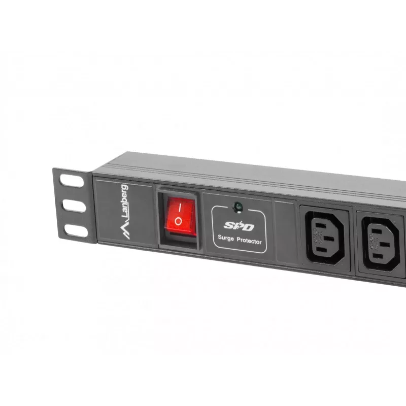 Lanberg PDU-08I-0200-C20-BK Unidade de distribuição de energia (PDU) 1U Preto 8 saídas AC (PDU-08I-0200-C20-BK)