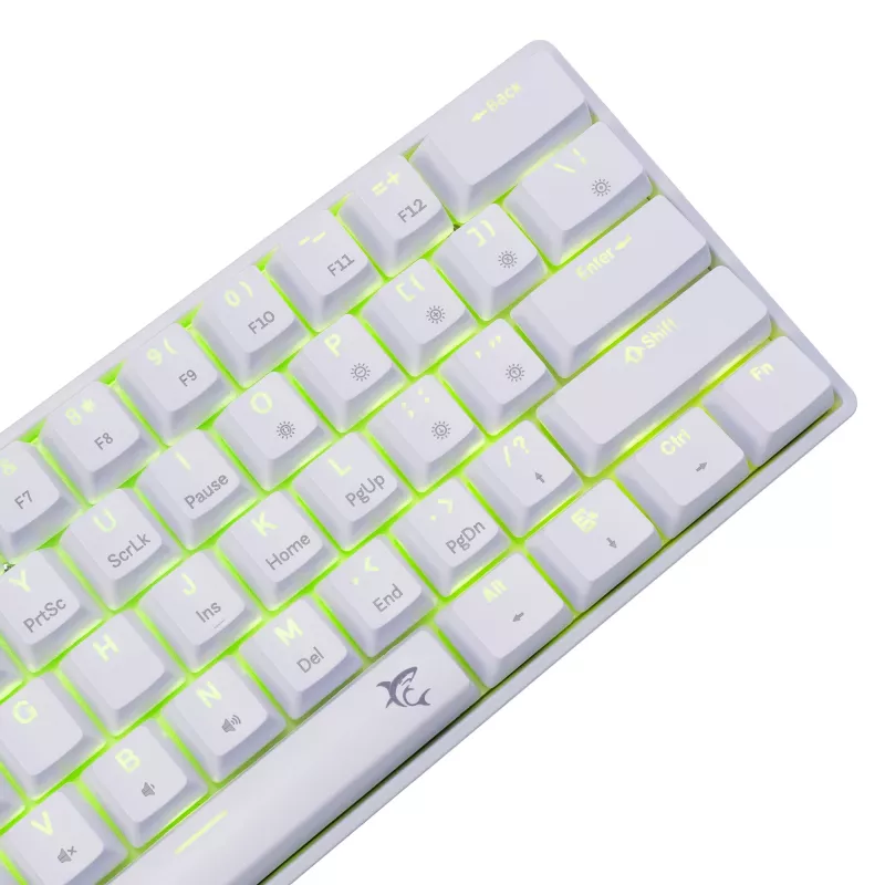 Teclado mecânico com fios White Shark Shinobi-2 (GK-004221) — interruptores azuis, branco, layout US