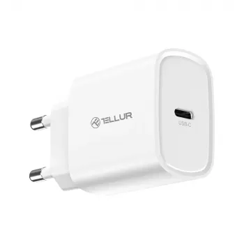Carregador de parede Tellur TLL151421 20W USB-C PD carregamento rápido para telefones e tablets