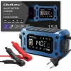 Carregador inteligente 12V 15A QOLTEC com microprocessador e LCD — para baterias AGM, GEL, SLA, EFB, LiFePO4
