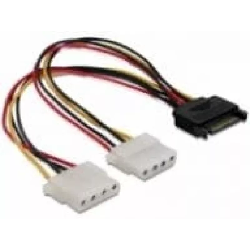 SATA 15 pinos para 2x conector fêmea Molex de 4 pinos 20 cm DeLOCK 65159
