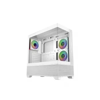 Cooler Master E690-WHNN-S00 Elite 690 WOOD White, Vidro Temperado Full-View 270°, Seamless Bevel