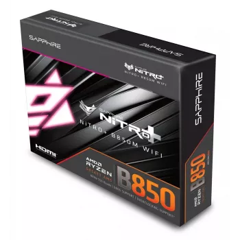 Placa-mãe Sapphire NITRO+ B850M WIFI — AMD B850, socket AM5, micro ATX, DDR5, 4x DIMM, Wi-Fi 6, LAN 2,5Gb, 2x M.2