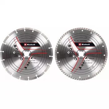 Conjunto de discos de corte diamantados para rebarbadora EINHELL 230×22,23×1,8 mm, coroa turbo, 2 unidades