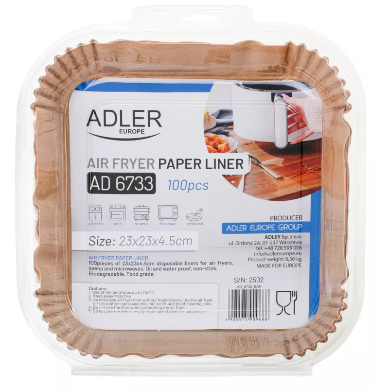 Formas de papel Adler para fritadeira de ar quente | AD 6733 | 100 unid.